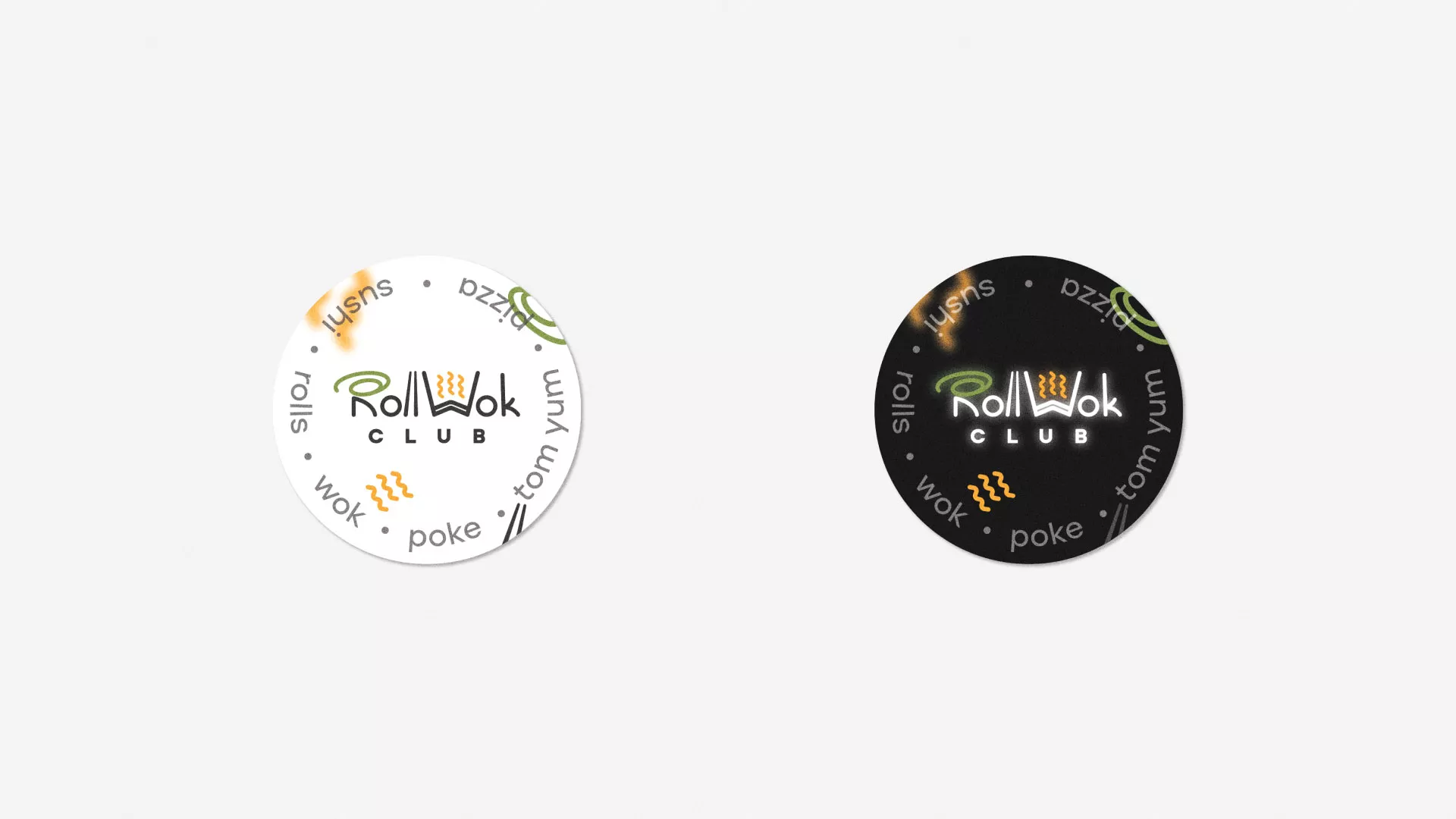 Разработка наклеек для суши-бара «Roll Wok Club» в Миассе